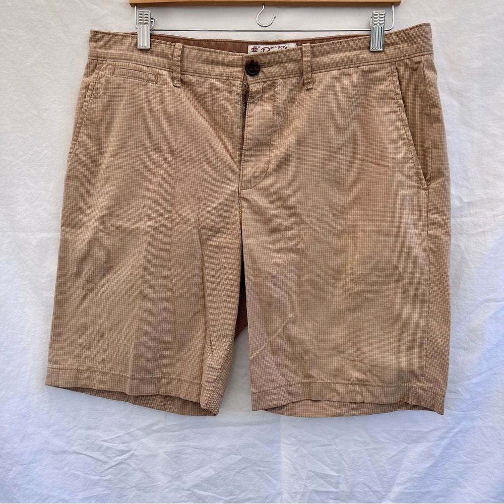 Original Penguin Men's Plaid High Rise Brown Chino Shorts Size 34